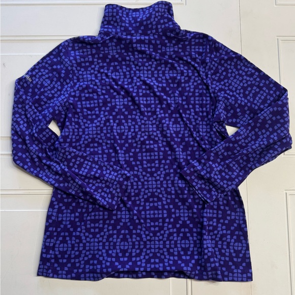 Columbia Fleece Pullover Sweater Size L Zip Lightweight Geometric Purple Blue - Picture 6 of 6
